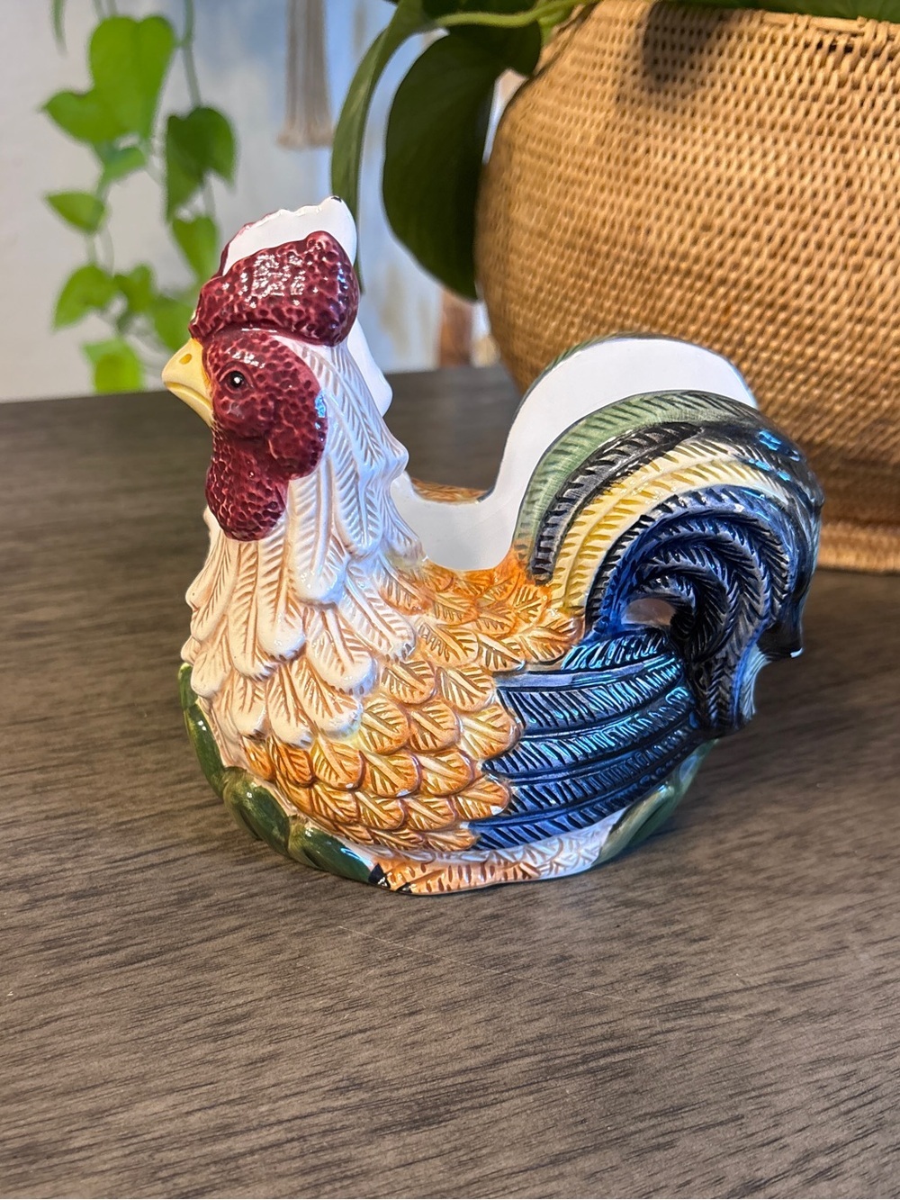 Vintage Jay Import Ceramic Rooster Napkin Holder
